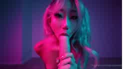 Aeries Steele Sucks Cock in Neon Light Cum in Mouth Video Leaked