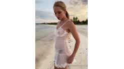 Caroline Zalog Topless Wet Sheer POV Video Leaked