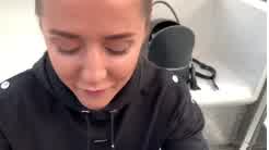 Realsybil Risky Blowjob at The Budapest Eye with Cum in Mouth